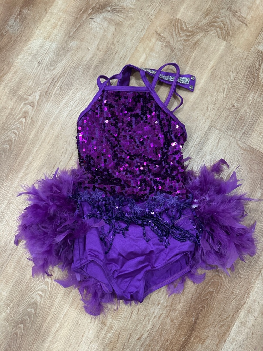 Weissman Purple Sequin Feather Dance Costume